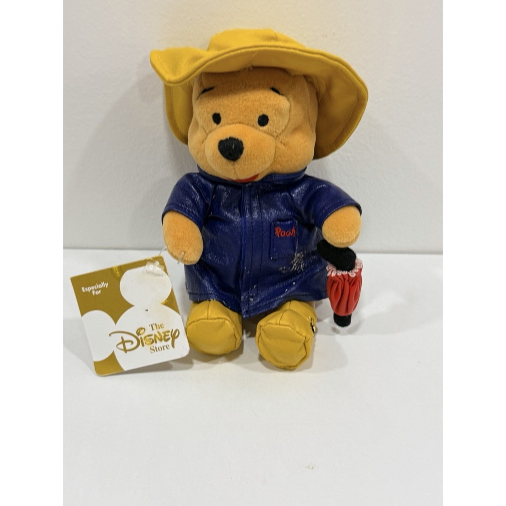 DISNEY Store Vintage WINNIE THE POOH PLUSH TOY RAINCOAT POOH 8 Inch